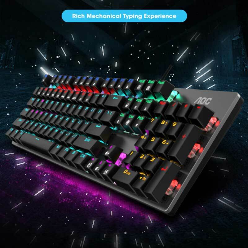 AOC GK410 104 Keys Metal Panel Mechanical Keyboard RGB Light Gaming Keyboard