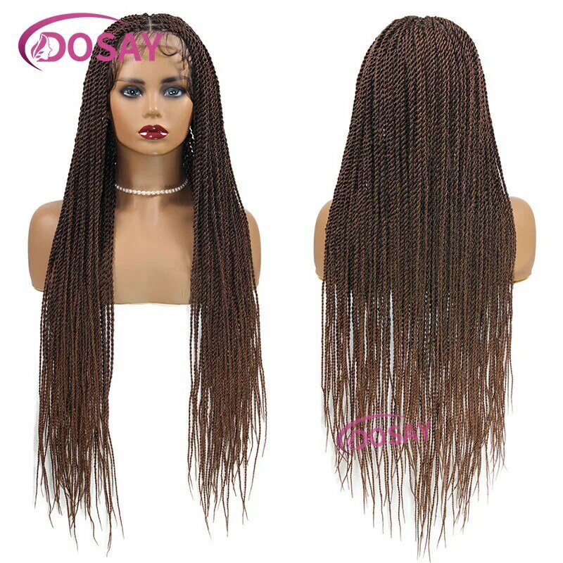 Full Lace Front Wig For Black Women Ombre Blonde Senegalese Twist Braided Wig With Baby Hair Knotless Synthetic Wig 26 36 Inch