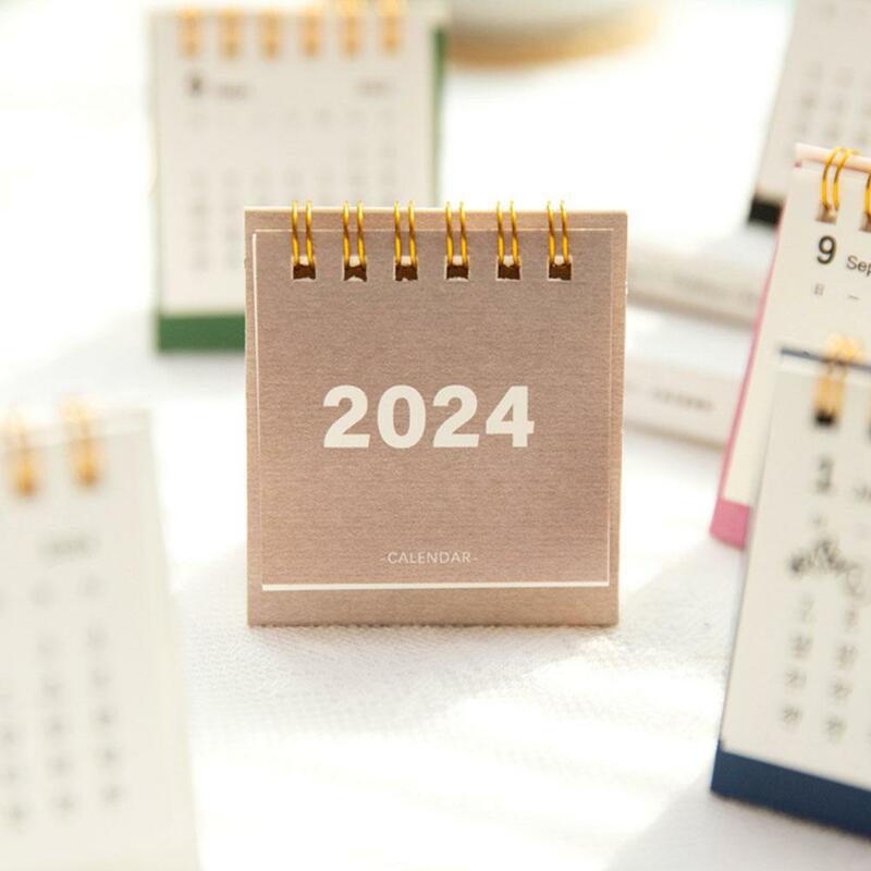 Mini calendário criativo para escritório doméstico e escola, calendário de desktop bonito, programação diária, pequenos acessórios, 2024