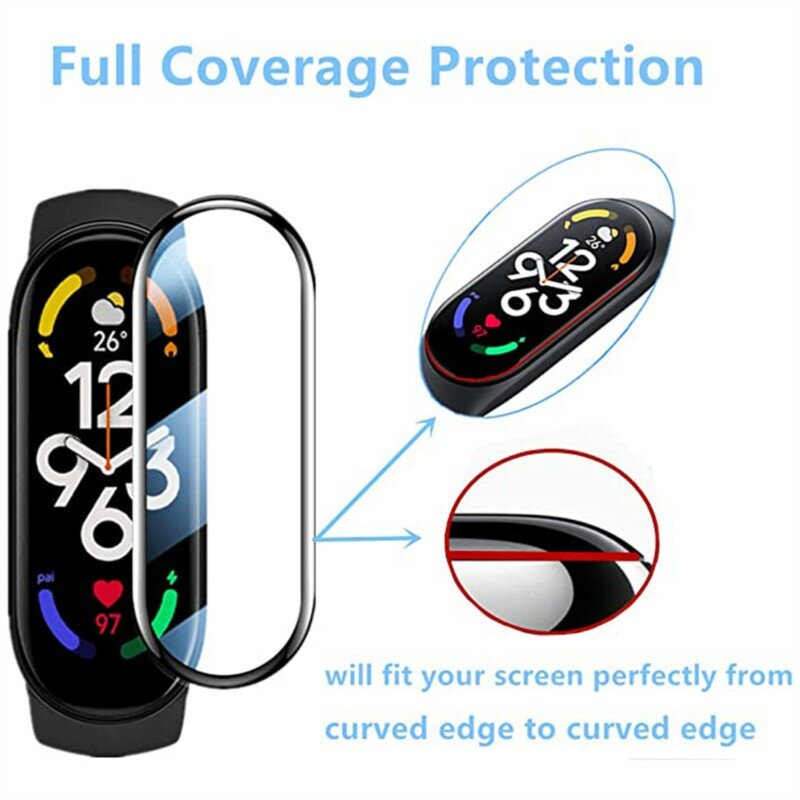 Protector de pantalla completa 3D para Xiaomi Mi band 6, 7, accesorios de reloj inteligente, película protectora de vidrio suave