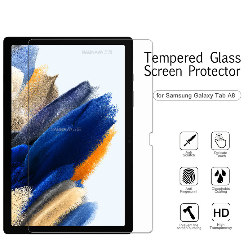 Protector de pantalla HD a prueba de arañazos, vidrio templado para Samsung Galaxy Tab A8, SM-X200 de 10,5 pulgadas, SM-X205