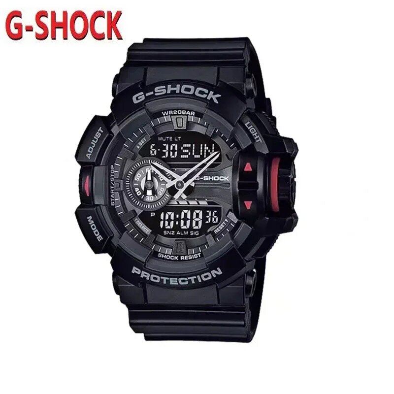 G-SHOCK jam tangan kuarsa multifungsi pria, untuk olahraga luar ruangan, tahan guncangan, Dial LED, tampilan ganda, seri GA-400, modis, baru