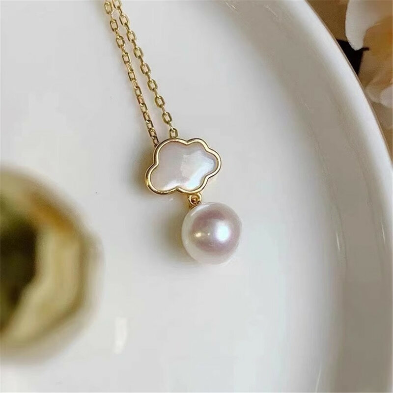 Xiangyun-Colgante de collar de plata de ley S925, accesorio de perlas para manualidades, cuentas redondas de 8-12mm, D442
