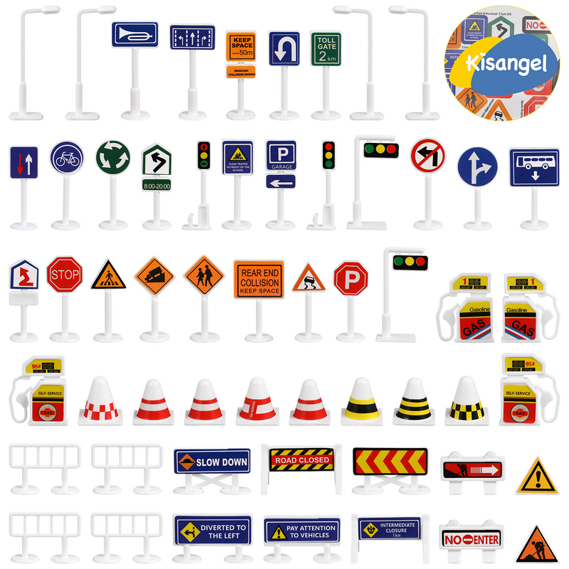 Barricade Road Signs Playset para crianças, Brinquedos infantis, Cones de tráfego, Prop Game, modelos de rua