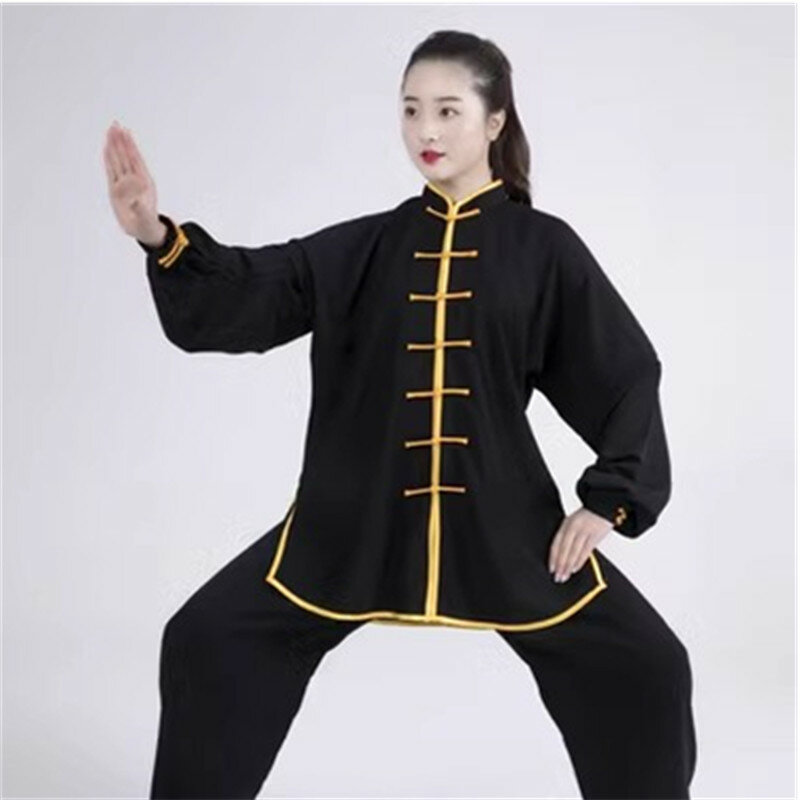 Traditional Chinese Clothes Men Women Adult Tai Chi Kung Fu Uniform Cotton Plus Silk Arts Performance Practice Clothes Wushu2839