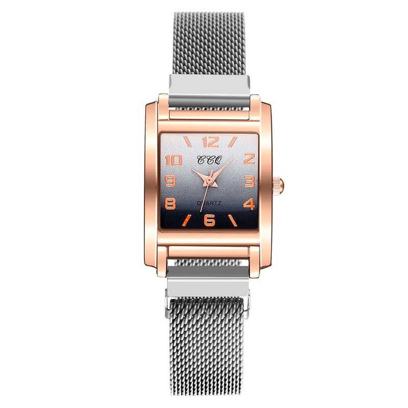 Modische geometrische Farbverlauf Zifferblatt schwarz Leder armband Damen legierung Quarzuhr Frauen traditionelle Retro quadratische Uhr