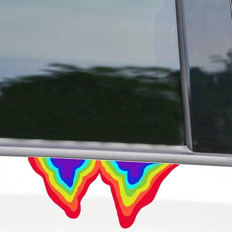 Liquid Rainbow Side Fluid Effect Reflective Car Sticker Auto Body Window Glass Rear Tail Trunk Motorcycle Scooter Decals
