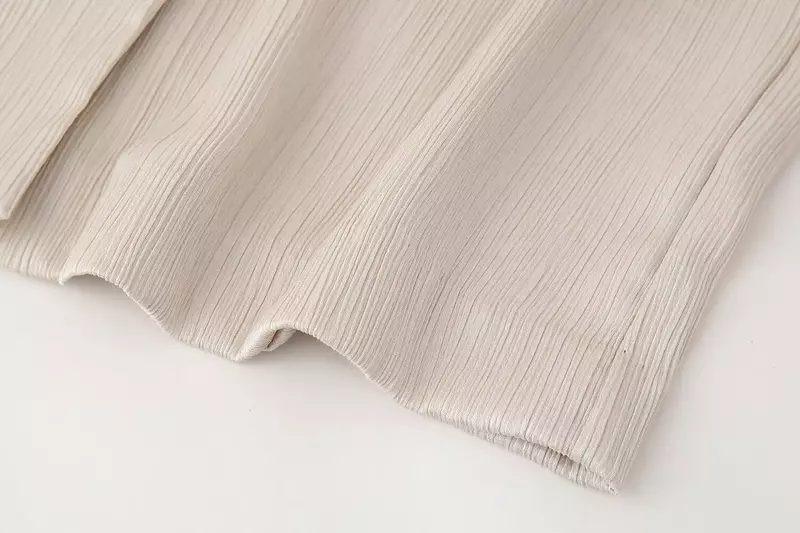 Traje de 2 piezas para mujer, chaqueta de doble botonadura con efecto arrugado, blusa Retro y pantalones de cintura elástica, 2024