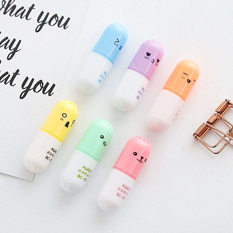 6pcs/bag Highlighter Colored Marker Pens Creative Design Painting,Graffiti,Marker Highlighters for School Six Colors Stationery
