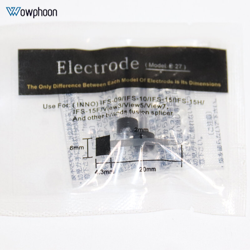 Varilla de electrodo empalmador de fusión de fibra óptica, 1 par, electrodos de 2, 2, 15H, 15H para view3, view5, view7