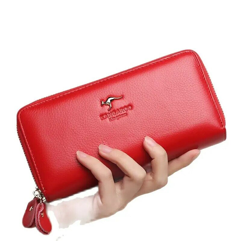 KANGAROO KINGDOM brand fashion women wallets genuine leather long zipper female clutch purse wallet