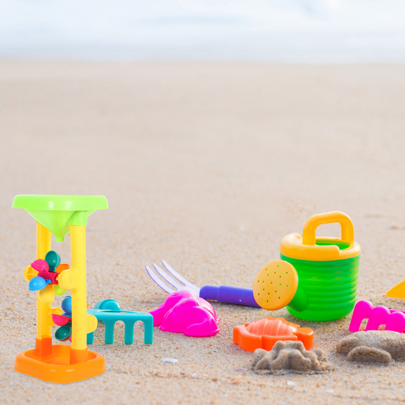 Jam pasir mainan bayi balita, kincir angin pantai roda pasir untuk anak-anak, mainan plastik anak-anak
