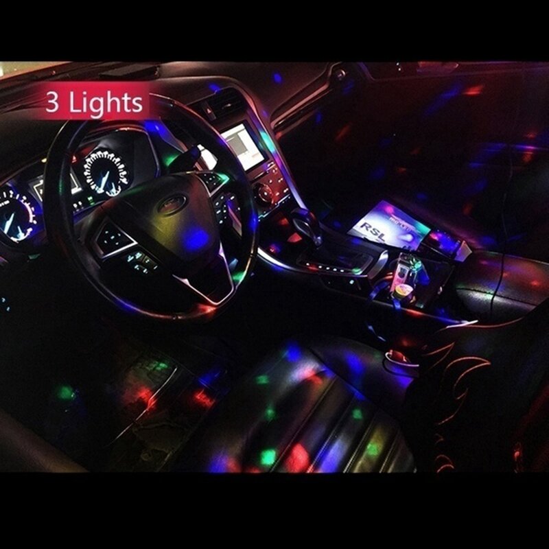 متعدد الألوان USB LED سيارة الداخلية الإضاءة مصباح مصباح لتهيئة الجو النيون مصابيح مستشعر صوت إضاءات دي جي