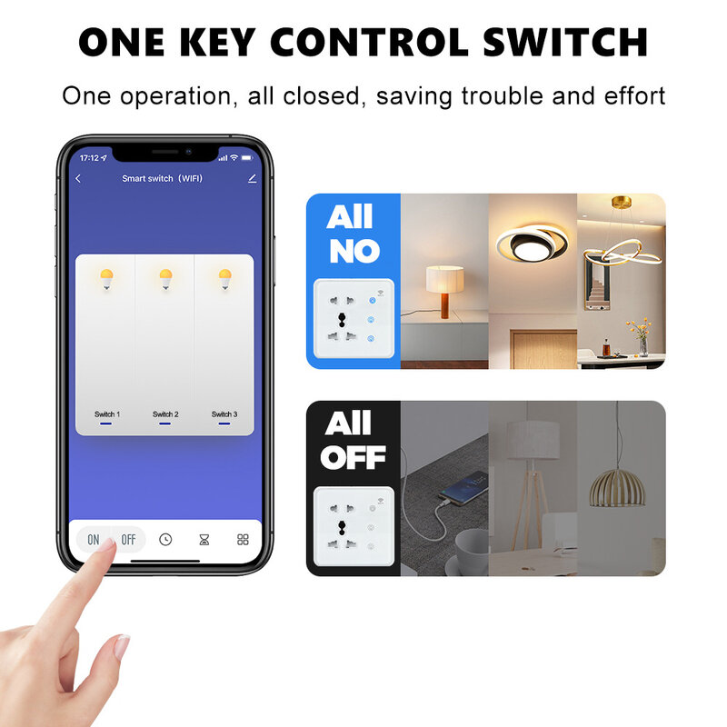 Lonsonho Tuya Smart WiFi Socket Switch 2 In 1 Universal Outlet Smart Life Home Automaiton Works with Alexa Google Assistant