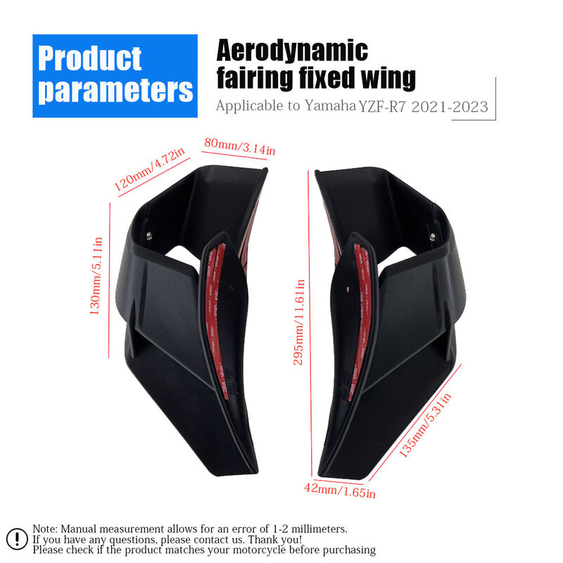 Motorcycle fixed wing cover For Yamaha YZF-R7 YZFR7 2021 2022 2023 aerodynamic frame YZF R7 23 wing windshield aileron