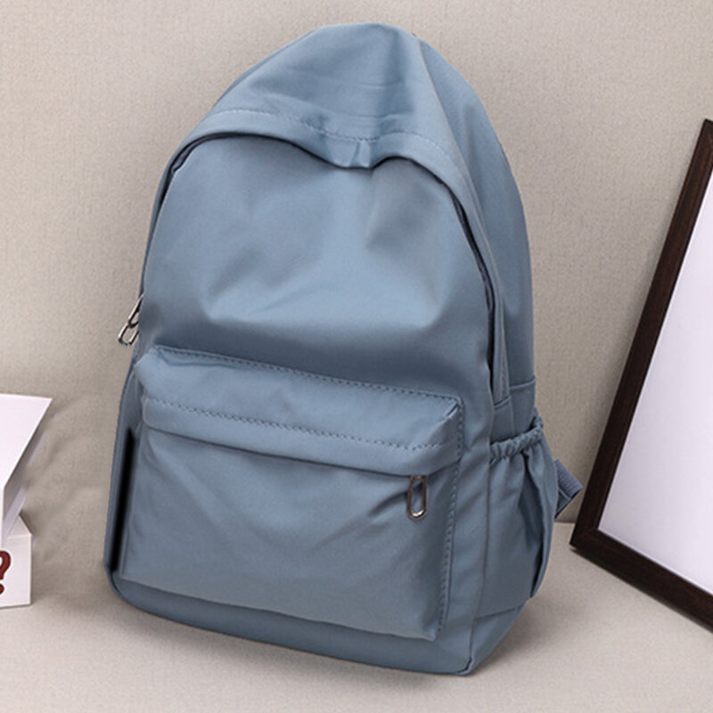 Women Schoolbag Waterproof Large Capacity School Backpack Smooth Zipper Solid Color Teens Girl Casual Daypack Bag Student Supply