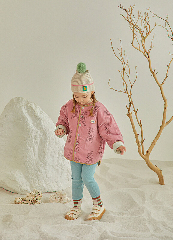 Jenny & strive-Manteau chaud en coton pour enfants, cardigan à deux côtés, imprimé lapin mignon, automne, hiver, stock 23, nouveau
