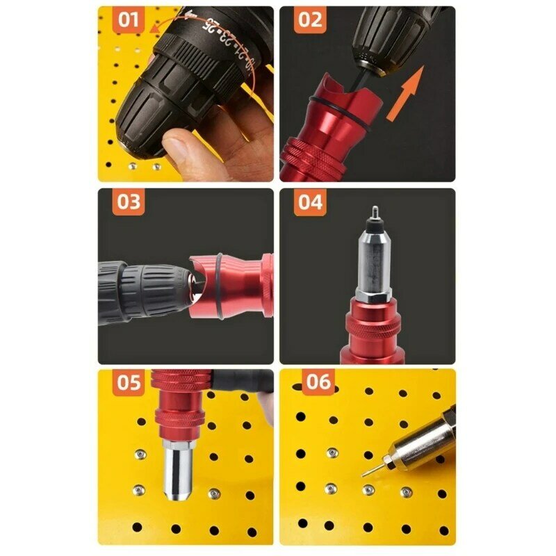 Rivet Nut Drill Adapter Rivet Guns Tool Air Riveter Cordless Adapter Electric Insert Rivet Guns Adapter Kits Rivet