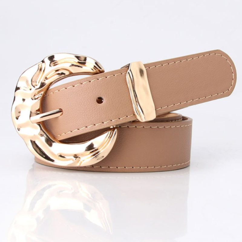 PU Leather High Quality Fashion Designer Jeans Belt Casual Polished Metal Pin Buckle Women's Belt Solid Color Classic