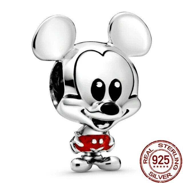 Disney Mickey Mouse Charm koraliki Minnie odpowiednie dla pandory oryginalna bransoletka 925 Sterling Silver wisiorek charms biżuteria prezent nowy