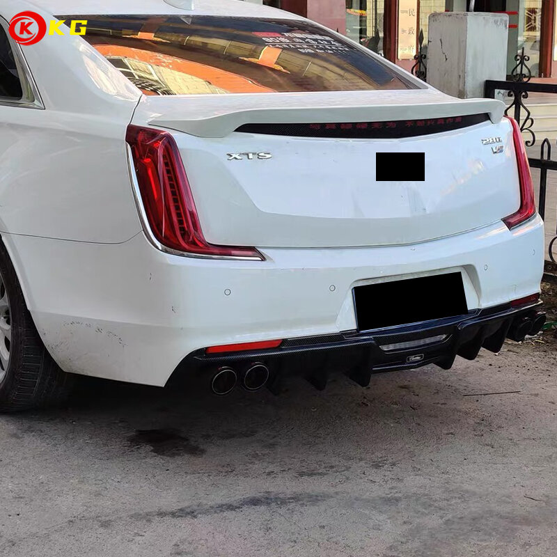 เหมาะสำหรับ Cadillac XTS ฝาหลัง Lip 2018-2019xts คาร์บอนสี่ใบพัดหางขอบด้านหลัง Lip XTS ใบเล็กตัดหางตกแต่งใหม่
