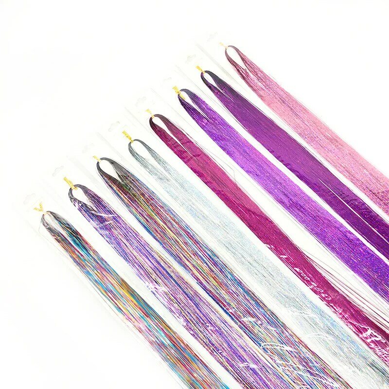 Shiny Sparkle Hair Tinsel Kit Rainbow Women kolorowe Glitter Bling do przedłużania włosów Twinkle Hair Dazzles akcesoria do oplatania