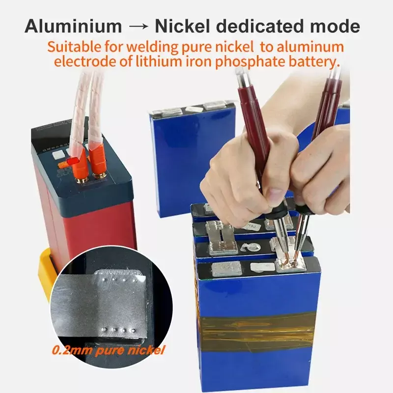 高電流パルススポット溶接機、リチウム鉄リン酸電池、溶接、アルミニウムおよびニッケル、801h、3500a