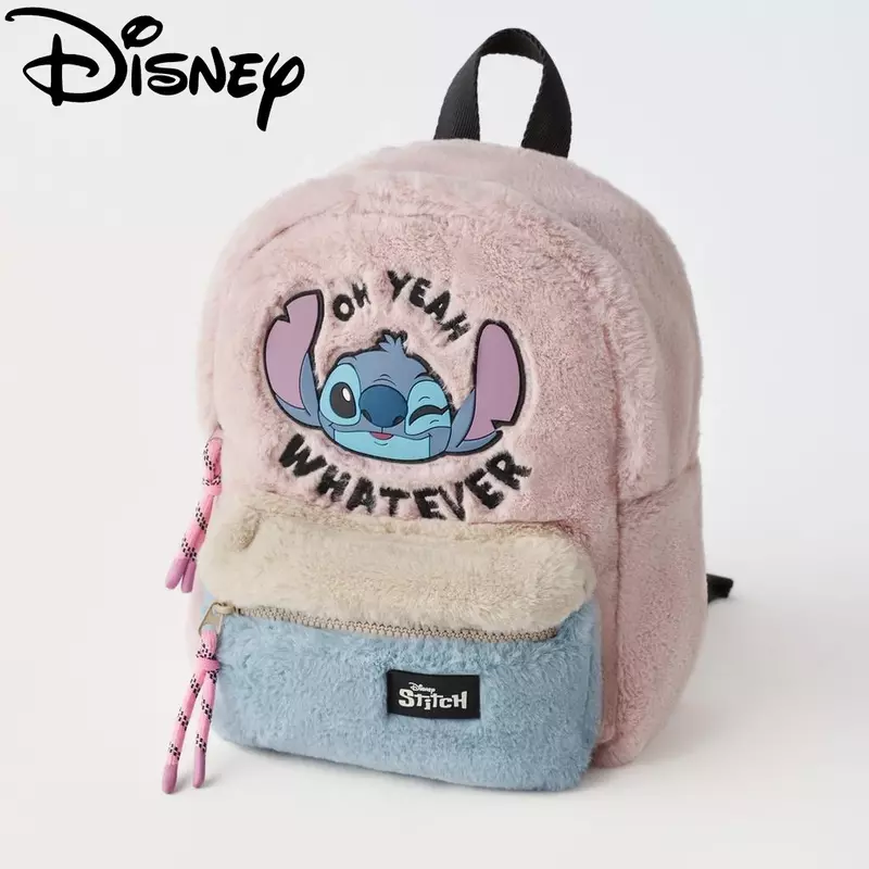 Cartoon Disney Stitch Plush Backpack Cute Anime Modeling Schoolbags for Kindergarten Children Lilo and Stitch Cotton Backpack