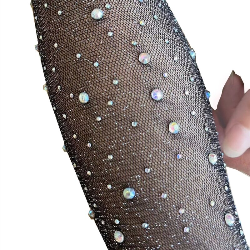1Pair Elegant Sparkling Rhinestone Fishnet Gloves Women Perfect for Weddings Parties and Stage Performances Household