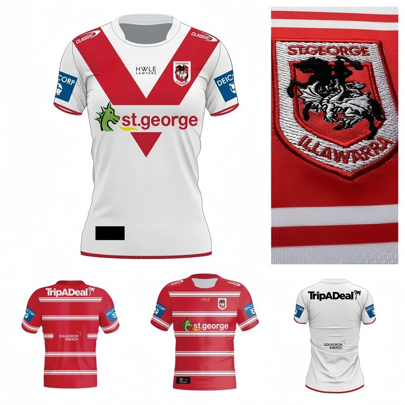 2024 Embroidered Logo St George Illawarra Dragons Home/Away/Rugby Jersey