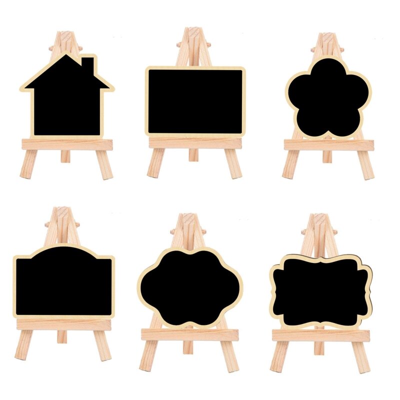 Mini Chalkboard Sign Collapsible Wooden Easel Table Number Sign Food Name Label Tabletop Message Board for Wedding Party