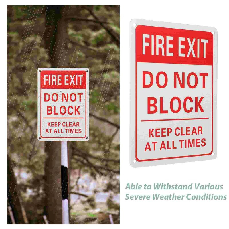 Fire Exit Sign Caution Emergency Indicator Label Do Not Block Signs Aluminum Alloy