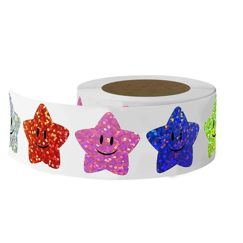 100-500pcs Holographic Star Reward Stickers Corlorful Adhesive Star Stickers Reward Chart Decorative Toy Gifts Sticker Labels