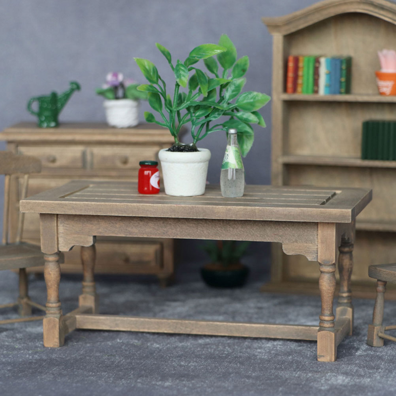Mini muebles de mesa pequeña, modelo de casa de muñecas, Accesorios de escritorio en miniatura, mesa de comedor, modelo de muebles, juguetes, 1/12