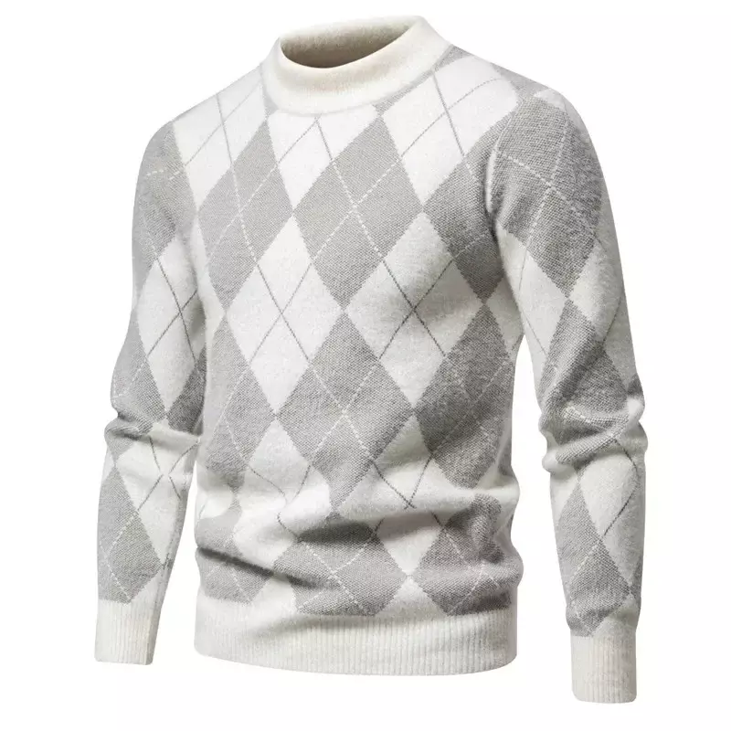 Suéter de vison de imitação masculino, pulôver de malha quente macio e confortável, tendência de alta qualidade, novo
