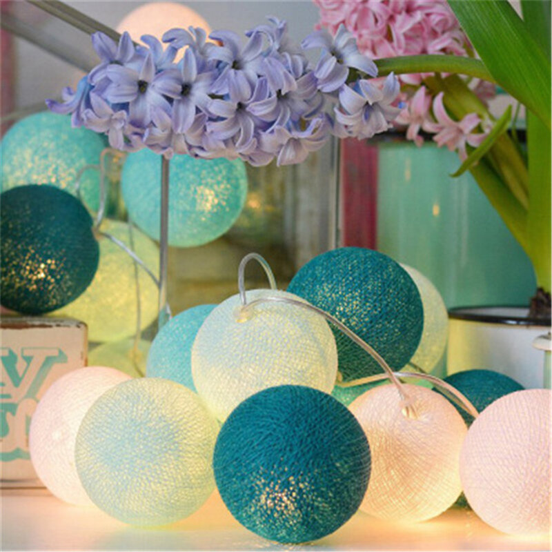 6cm Cotton Balls Christmas String Lights USB/Battery Operated 3M 20LED Fairy Lights for Party Wedding Bedroom Garland Decoration