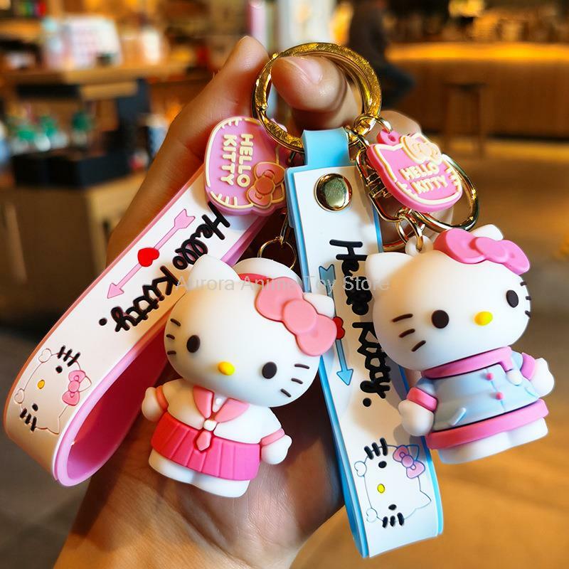 Anime Kawaii Sanrio Hello Kitty Sleutelhanger Houder Sleutelhanger Auto Sleutelhanger Mobiele Telefoon Tas Opknoping Sieraden Kids Cadeaus