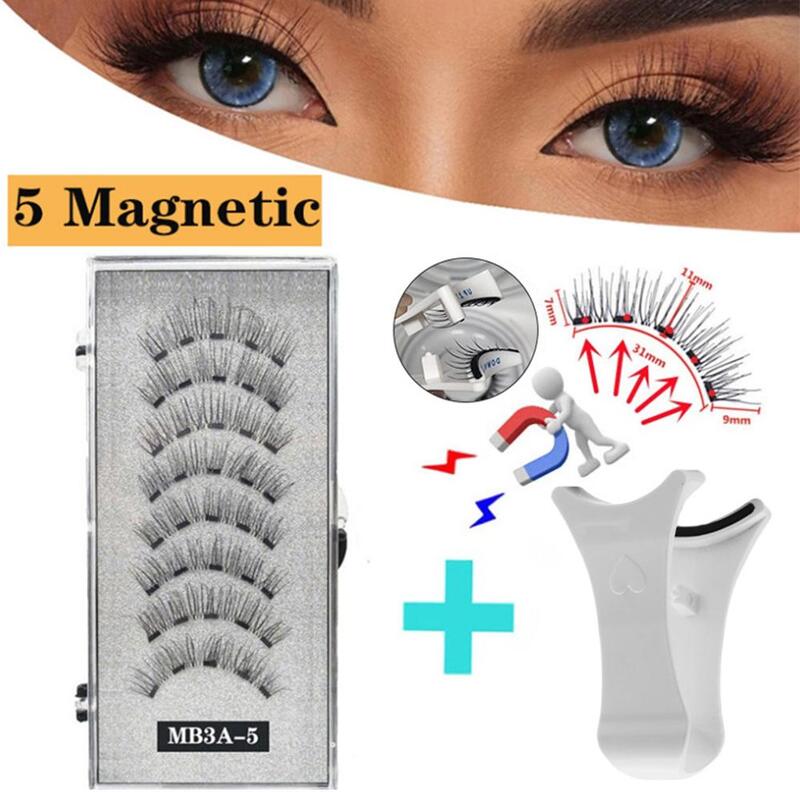 3d natürliche magnetische Wimpern, mit 5 magnetischen Wimpern Versand handgemachte Tropfen falsche Unterstützung Wimpern magnetisch wieder verwendbar h8y7