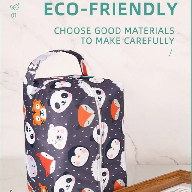 Saco organizador de fraldas reutilizáveis laváveis, carrinho portátil pendurado saco, bolsa de fralda de grande capacidade, padrão bonito, novo design