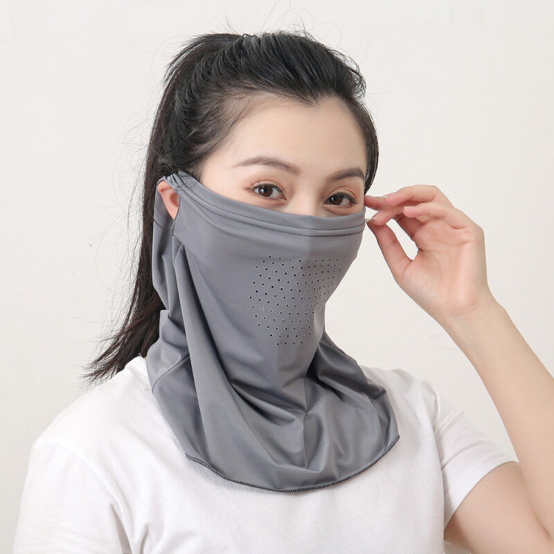 Masker Wajah Ice Silk baru 2024 syal pelindung UV matahari berkendara olahraga tahan matahari Bib syal penutup leher luar ruangan syal tahan debu