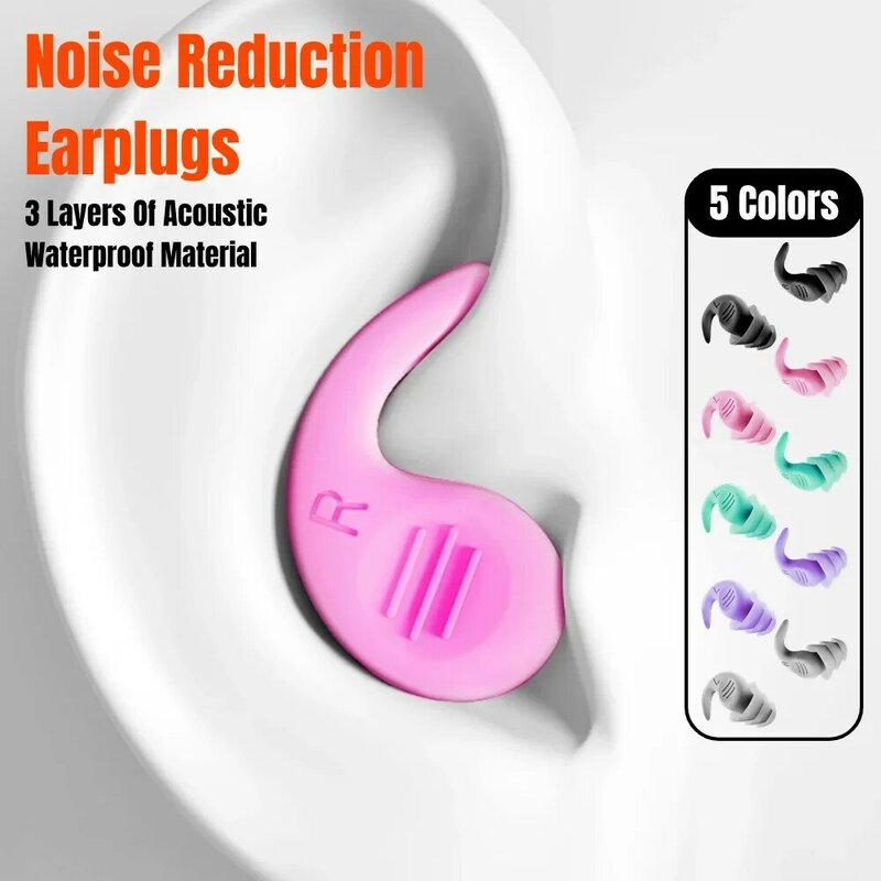 Sleep Earplugs Soft Silicone Soundproof Ear Protection Earplugs Silicone Noise Reduction Anti-noise Swimming Waterproof Plug