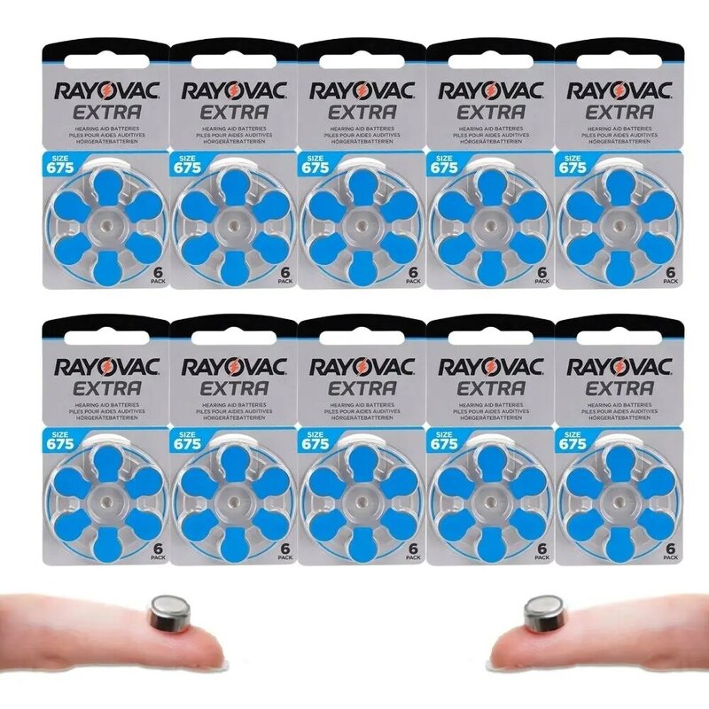 Rayovac Extra 60 PCS A675 Zinc Air Hearing Aids Batteries 675A 675 A675 PR44 Battery For BTE Hearing Aid