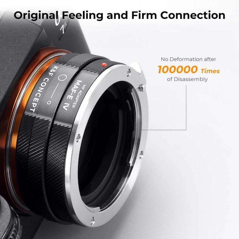 K & F Concept MAF-E IV PRO Sony Alpha A E Minolta AF Lens Mount per Sony E Camera Body Adapter Ring con lacca opaca