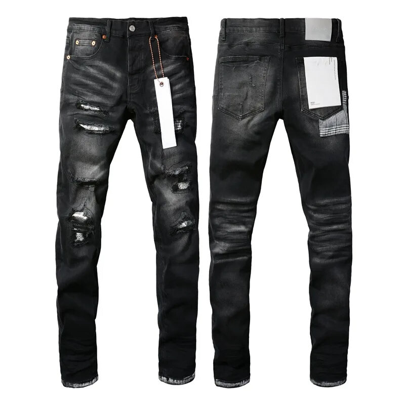 Purple ROCA Brand Jeans Fashion high quality Black distressed Fashion High Quality Repair Low Rise Skinny Denim pants
