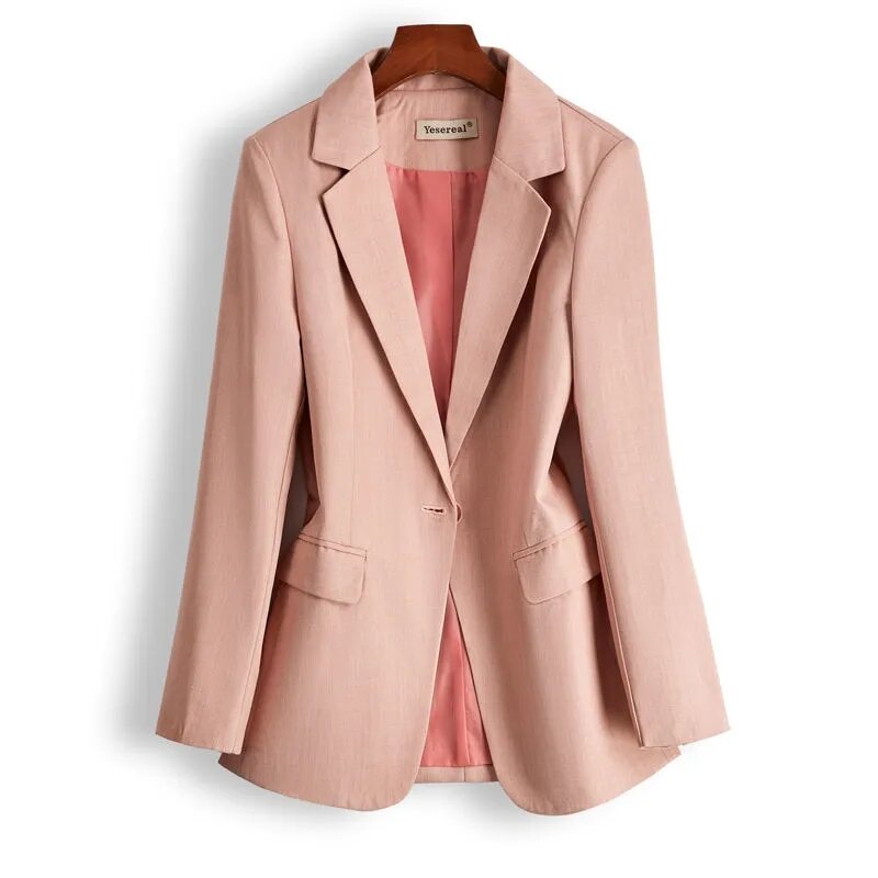 Black Professional Blazer Jacket 2024 New Spring Autumn Women Korean Slim Coat Female Single button Casual Blazers top 7XL