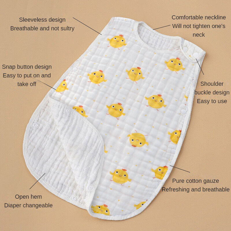 Mooz neue 3 Größe 25-30 ℃ weiches Polyester gewebe Unisex ärmelloses Design Anti-Kicking warme Baby weste Schlafsack cfs019