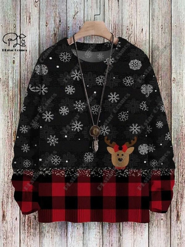 ユニセックスの3Dプリントカジュアルセーター,快適なセーター,猫のプリントパターン,クール,暖かい,新しいスタイル,冬,S-12