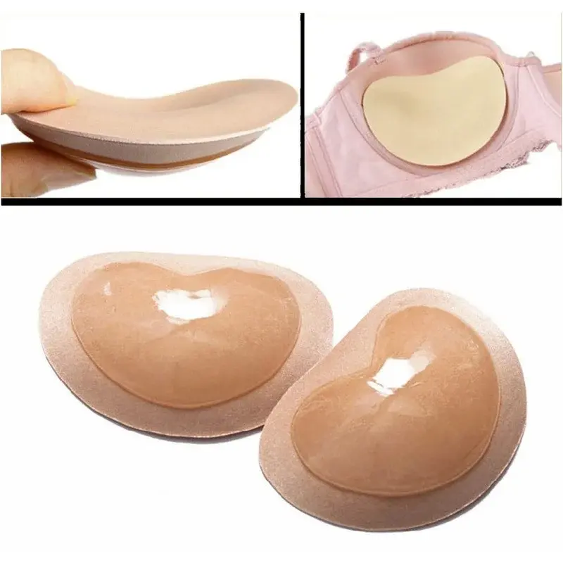 1pair Womens Sticky Bra Thicker Sponge Bra Pads Breast Push Up Enhancer Removeable Adding Inserts Cups For Bikini Swimsuit Girls