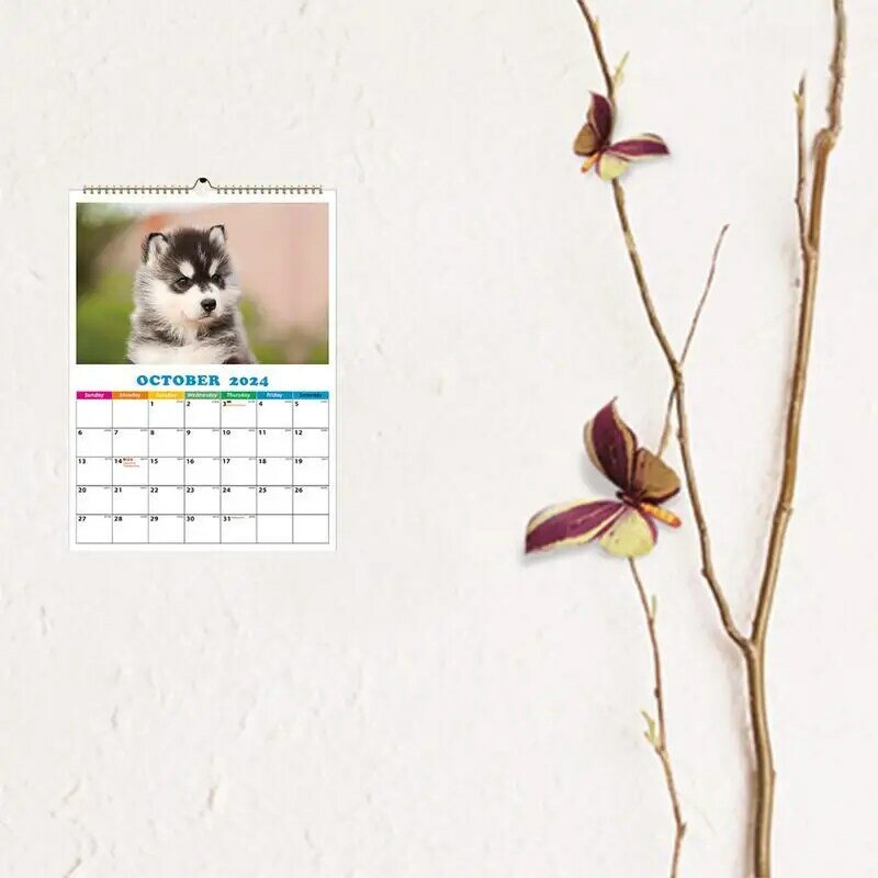 Kalender anjing 2024 untuk dinding lucu harian kucing kalender anjing kalender dinding untuk apartemen asrama kelas