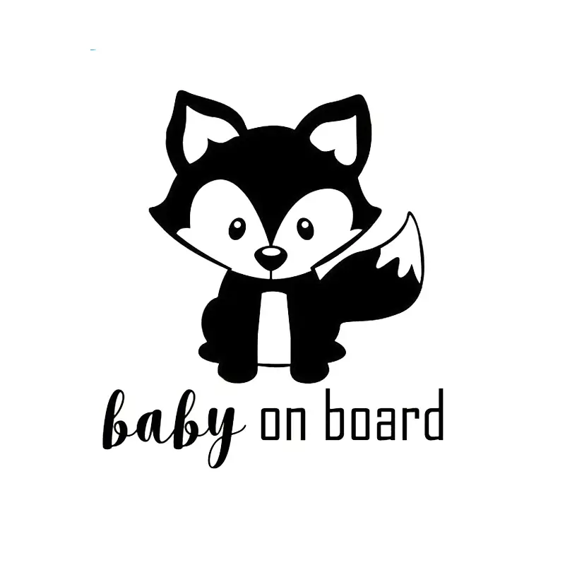 Cute Fox Baby on Board Car Sticker Cover Scratch Decal Laptop Motorcycle Auto Accessories Decoration PVC,13cm*12cm